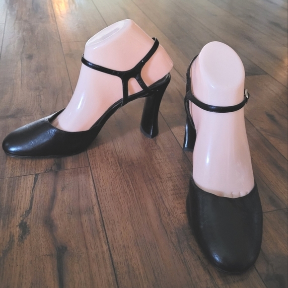 Vintage - 90's Apostrophe Black Piper Heels - Picture 2 of 8